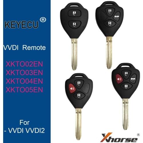 KEYECU 5 PCS/Lot, XHORSE English Version for Toyota Style Wire Universal Remote Key - 2/ 3/ 4 Buttons - for VVDI Key Tool, VVDI2
