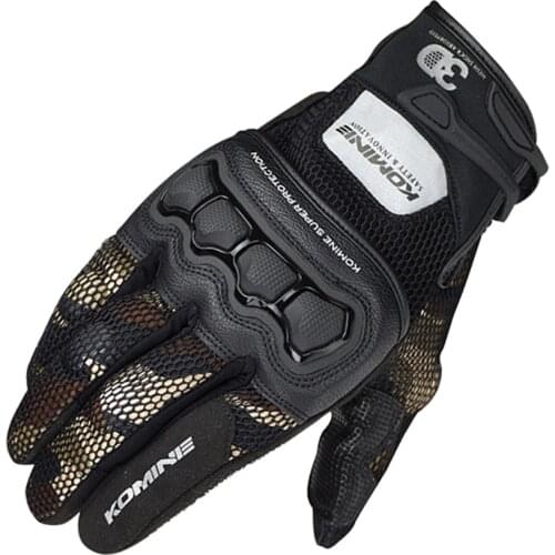 Komine GK215 Summer 3D Mesh Gloves Motorbike Guantes Motorcycle Scooter Street Moto Brown Camo Luvas Mens