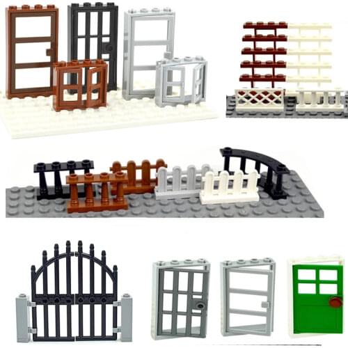 City Friends House MOC Parts Fence Stairs Ladder Building Blocks DIY Door Window Mini Figures Castle Garden Assemble Brick Toy