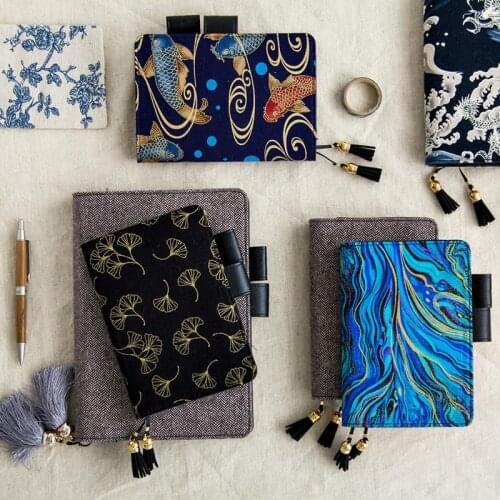 Crane dragon Creativity pattern Fabric material Envelope Notebook A5 A6 Grid Blank Line page Carry Bookmark strip design Notepad