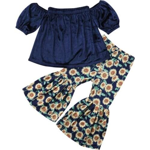 Summer Baby Girl Tube Tops+Sunflower Printed Loose Casual Pants 2Pcs Clothes Outfits Toddler Girl Clothes Cotton O-neck New