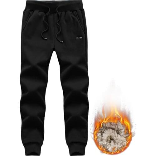 Mens Winter Warm Pants Windbreaker Casual Cotton Slim embroidery letter Sweatpants Plus velvet thickening Joggers Men Trousers
