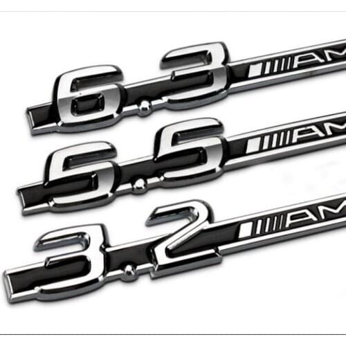 Car Sticker Metal 5.5 6.3 3.2 Displacement Car Logo C63 Modified for Mercedes-Benz AMG Car Logo Fender Car Sticker Red Black