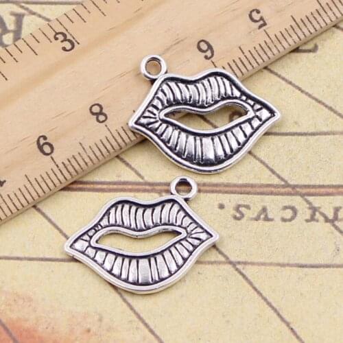 20pcs Charms Sexy Lips Kiss 24x20mm Tibetan Silver Pendants Antique Jewelry Making DIY Handmade Craft For Bracelet Necklace