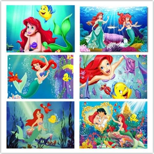 Full Round Disney 5D diamond painting DIY Mermaid Princess diamond embroidery diamond Mosaic handmade cross stitch kit Christmas