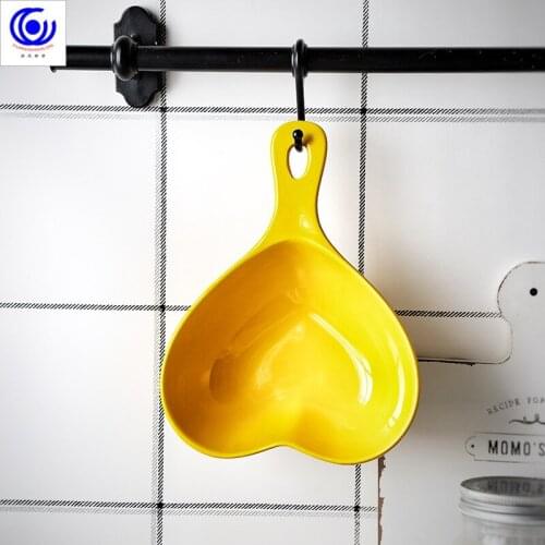 Factory Direct Ceramic Baking Bowl Cheese Baking Pan Home Salad Heart-Shaped Bowl Creative Baking Bowl with Handle