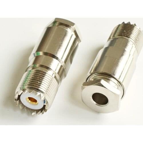 Connector Socket PL259 SO239 UHF Female Clamp Solder For RG8X RG-8X RG59 LMR240 Cable Brass RF Coaxial Adapter