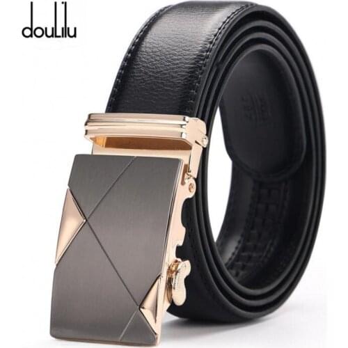 3.5cm Width Mens Jeans Waist Belt Cow Designer Strap Brand Fashion Automatic Buckle Black Luxury Genuine Leather Belts for Men