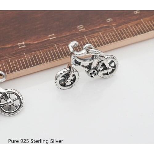 Buyee 100% 925 Sterling Silver DIY Jewelry Findings Cute Bicycle Pendant Charms for Bracelet Accessories Wholesale