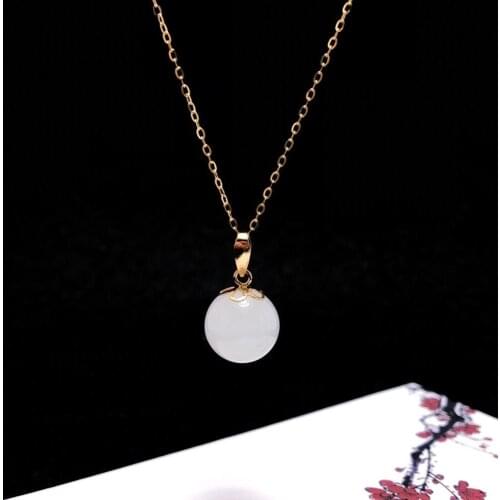 SHILOVEM 18k yellow gold Natural white Jasper pendants classic fine Jewelry women wedding no necklace gift yzz1212666hby