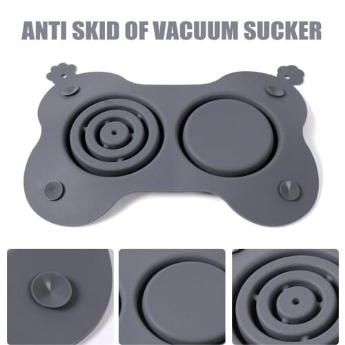 2 Cells Silicone Dog Slow Feeder with Food & Water Bowl Slowing Eating Trainer Plate with Hanging Hole & Suction Cup MAZI888