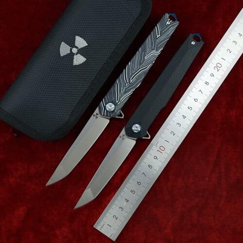 JK3312 Flipper folding knife D2 blade zebra pattern G10 handle outdoor camping survival kitchen knife fruit knife EDC tool