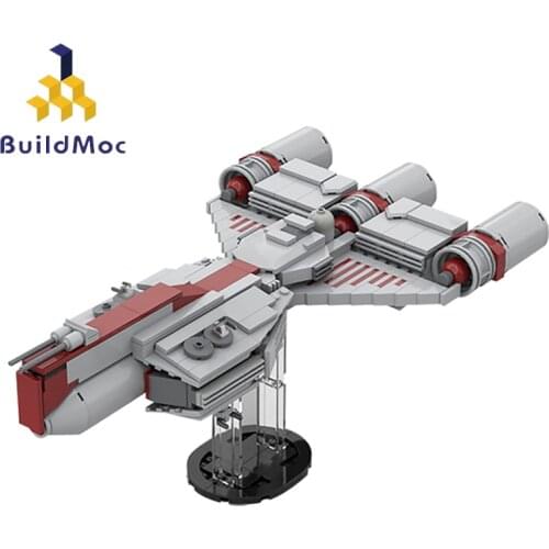 Buildmoc Space Wars Weapon Battleship Midi Scale Republic Frigate Spaceship Building Blocks DIY Space Figher Bricks Toys Gift