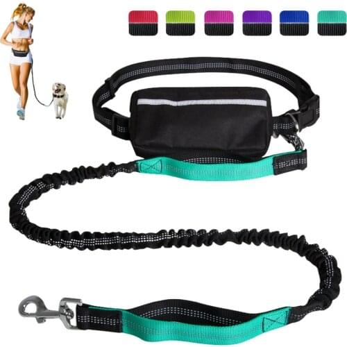 Pouch Reflective Dogs Traction Rope Hands-Free Dog Leash With Zipper Waist Bags Pet Running Leash Jogging Training Leads Rope