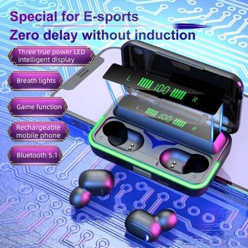 F9 TWS Bluetooth Earphones 9D HIFI Stereo Wireless Headset LED Power Display With 2200mAh Charge Case