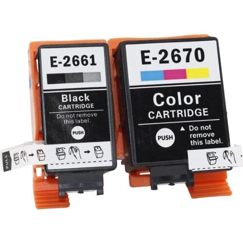 XIMO 2 PACK printer inkjet cartridge for T2661 BK T2670 COLOR ink for Workforce WF-100W