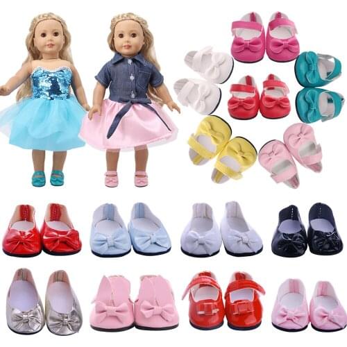 Multicolor Doll Shoes Cute Bow-knot Leather Boots Canvas Shoes Fit 43cm New Reborn Baby Doll,18 Inch American Dolls Girl Toys