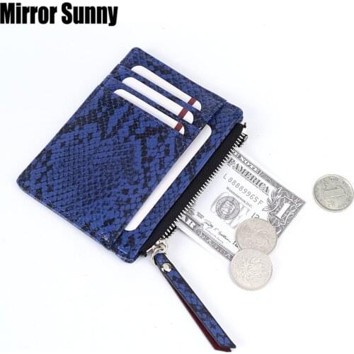 Womens Zipper Card Bag Hot Snake Pattern Coin Purse Fashion Simple Ultra Thin Small Wallet With PU Puller New Arrival