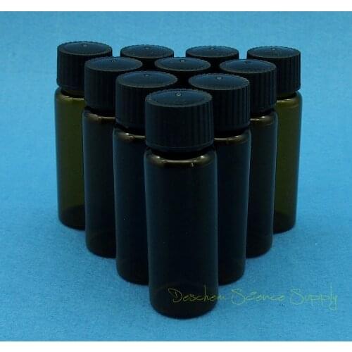 10 PCS 30ml Amber Glass Reagent Bottle,Penicillin Vials,Black PP Screw Lid