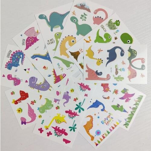 10pc Children Temporary Tatoo Sticker Waterproof Fake Tattoo Cartoon Cute Dinosaur Tyrannosaurus Tattoos Hand Foot Tatouage Boy