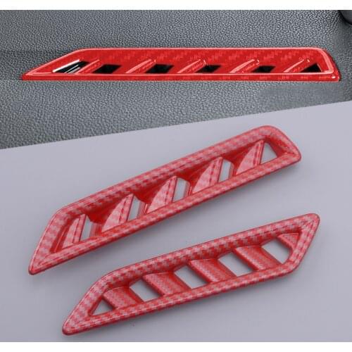 2pcs/set Carbon Fiber Red ABS Dashboard Air Outlet Cover Trim Moulding Fit For VW Jetta MK7 2019 2020
