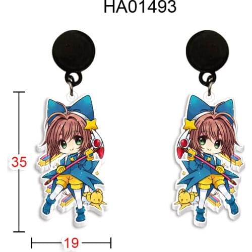 2021 Cute Anime Earrings Card Captor Sakura Black Drop Earrings