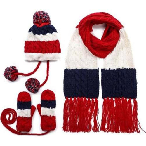 3Pcs/Set Free Shipping New Arrival Fashion Women Knitted Hat Scarf Gloves Girls Lovely Winter Warm Soft Woolen Crochet Suit