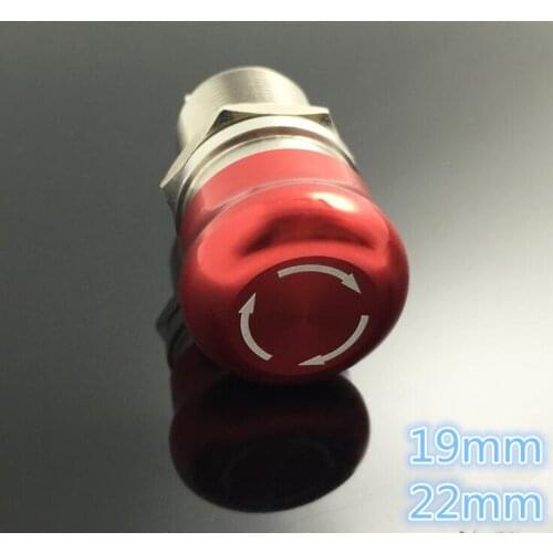 5 Set super quality 250v 3A emergency stop switch with 304 stainless steel head e-stop switch 19mm 22mm emergency knob switch