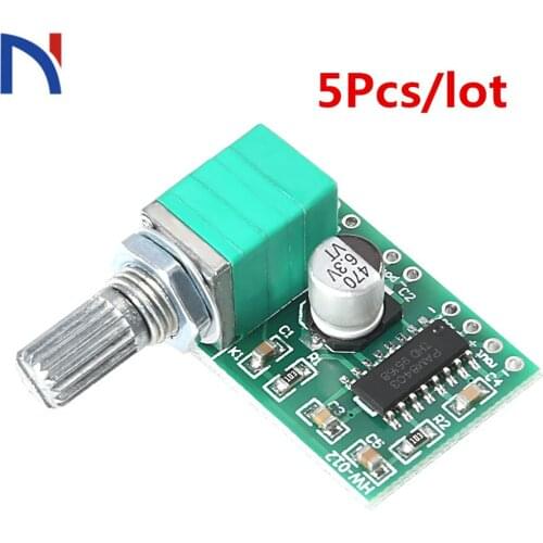 5Pcs DC 5V Audio Amplifier Dual-Channel 3W+3W DC 5V PAM8403 Mini Digital Stereo Amp Board with Potentiometer for Arduino diy