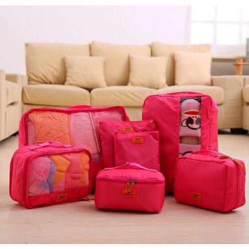 7PCS/Set Brand travel mesh pouch storage waterproof bag in bag Portable Luggage Organizers traveling Packing cubes