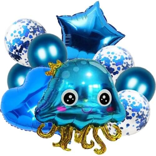 9 Pcs Jellyfish Foil Balloon Sea World Star Birthday Party Decorations Kid Inflatable Toys Wedding Decor