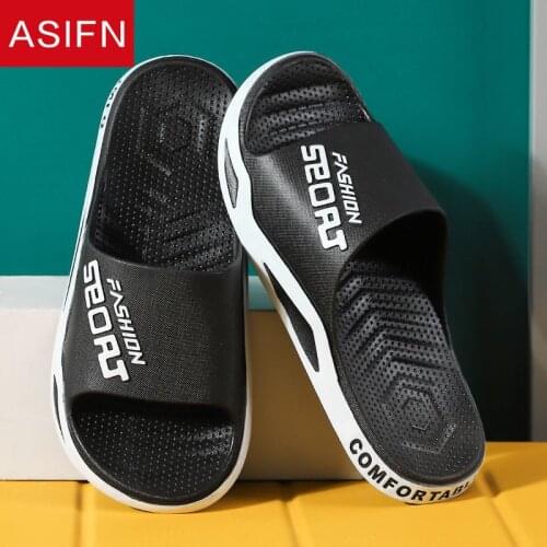 ASINF Fashion Sport Slippers Thick Sole Soft EVA Indoor Bathroom Slides Casual Beach Unisex Platform Men Women Home Shoes