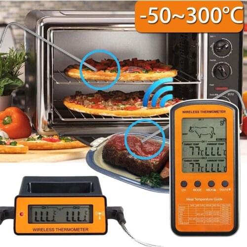 Wireless Remote BBQ Thermometer Dual Probe Digital Cooking Meat Food Oven Thermometer for Grilling Smoker BBQ