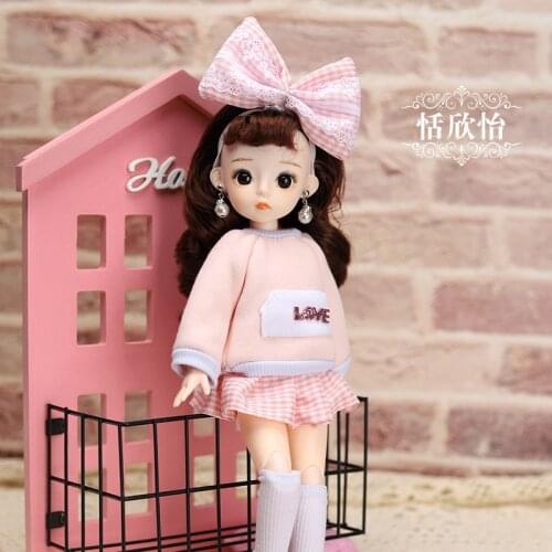 BJD 1/6 Doll Set 28cm Heigh Dress Up Girl Toy Doll Clothes Set Doll Casual Set Diy Toys for Children
