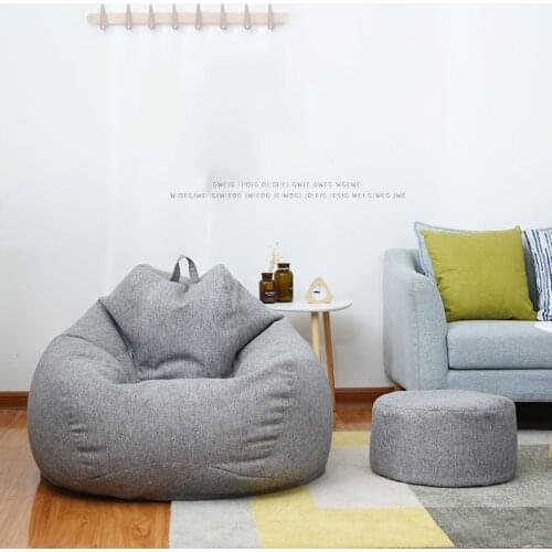 S/M/L Lazy Sofa Cover Chairs without Filler Linen Cloth Lounger Seat Pouf Puff Couch Tatami Living Room Furniture Cover