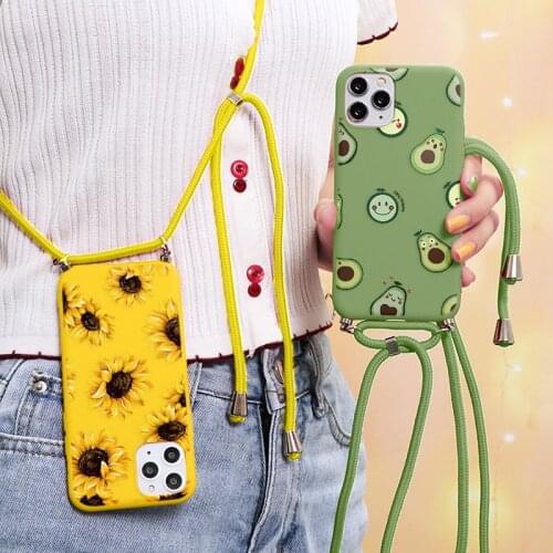 Necklace Case For Huawei P40 Lite E P20 P30 Pro Y6 Y7 Y9 P Smart 2019 2021 Mate Honor 8X 9X 8A 10 20 Lite 10i 20i Lanyard Cover