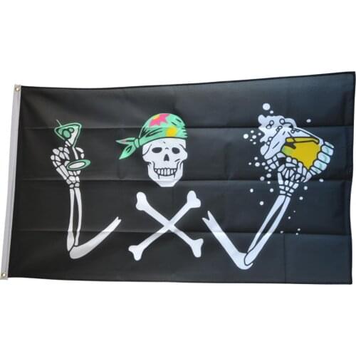 90x150cm PIRATE with BEER Flag Skull and crossbones