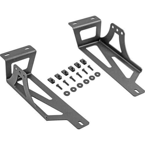 For Ford Superduty F250 F350 2005-2007 Hidden Lower Front Bumper Behind Grille 20" Light Bar Mount Brackets Steel Coated Black