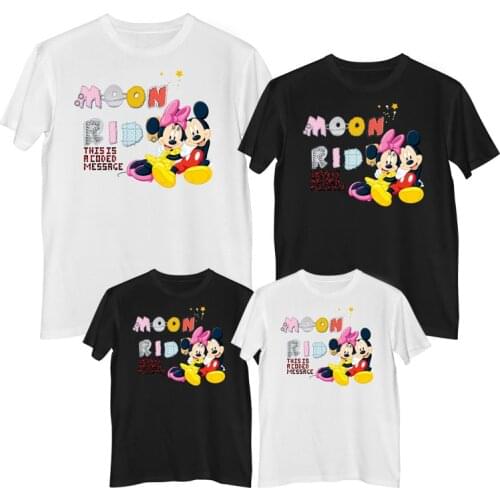 Disney Mickey Mouse Minnie Mouse T-shirt Summer Comfortable 100% cotton Fashion Women t-shirts girls clothes mom daughter sets
