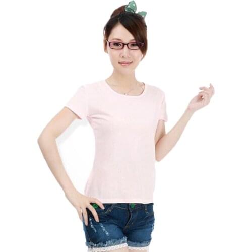 T shirt Women Summer Short-sleeved Round Neck Solid Color T-shirt For Girl Women Fashion Soft Breathable Tshirt Tops Wholesale