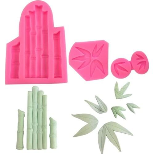 Bamboo leaves and bamboos combined silica gel mold glue drop mold fondant baking cake soft clay glue drop gypsum ornaments tool