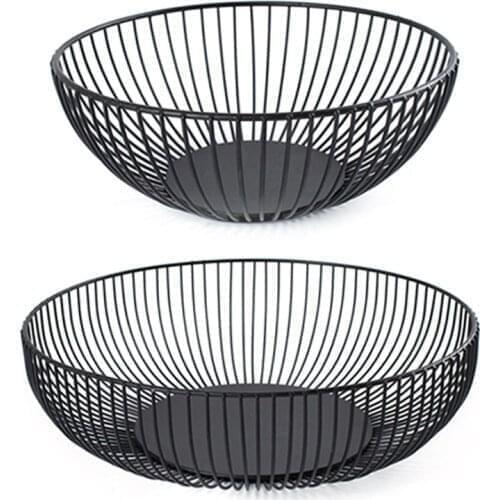 Nordic Style Household Fruit Basket Fruit Holder Iron Art Black Bowl Table Snack Food Storage Basket Organozer Home Supplies