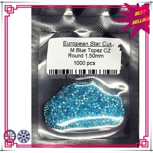 1000PCS/lot Round Blue Blue CZ Stone1.5mm Loose Cubic Zirconia Stone