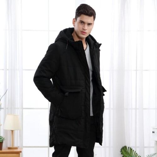 Autumn Winter Jacket Men Parka Medium Long Coat Korean Thick Black Hooded Winter Jackets Mens Winterjas Heren KJ757