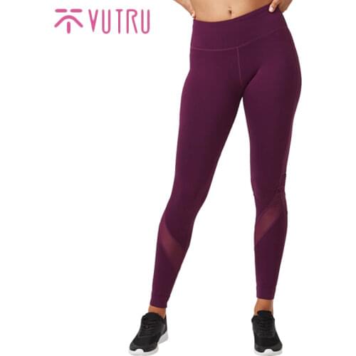 VUTRU Women Mesh Patchwork Sport Leggings High Waist Tights Pants Solid Sports Wear for Women Gym Push Up Yoga Pants Plus Size