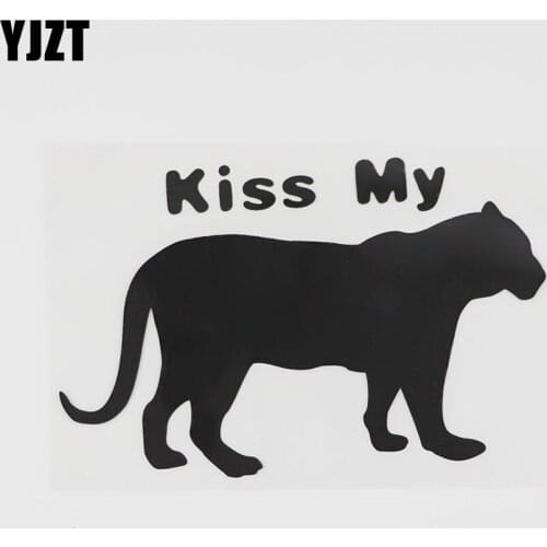 YJZT 15.6CMX10CM Kiss My Fun Animal Decal Vinyl Car Sticker Black/Silver 8C-0010
