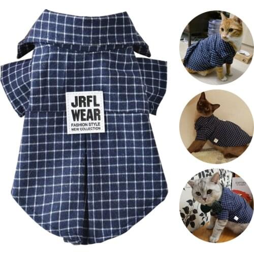 Clothes For Cats Sphynx Spring/Summer Cotton Pet Cat Clothes Classic Plaid Kitten Kitty Cat T-shirt Shirts Pet Cat Dog Clothing