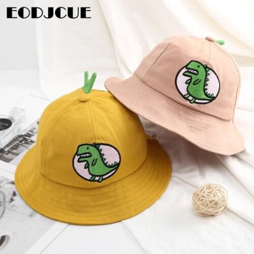Cute Dinosaur Bucket Hat For Boys Girls K pop Bob Hat Spring Autumn Hat Kids Fishing Fisherman Hat Casquette Hat Gorros