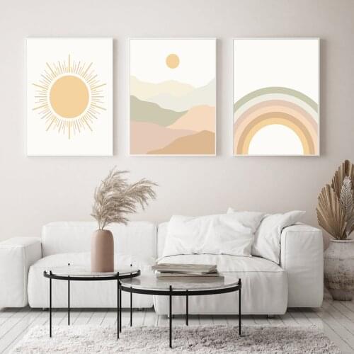 Boho Rainbow Sun Mountains Poster Landscape Wall Art Canvas Painting Modern Print Living Room Decoretion Interior Decor