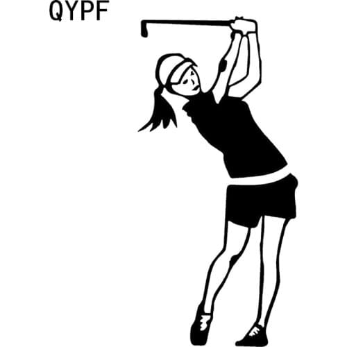 QYPF 7.2*14.9CM Interesting Sport Woman golf Swinging Decor Vinyl Car Sticker Silhouette C16-1487
